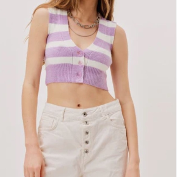 For Love & Lemons Maud Cropped Sweater Vest NWT  Size XS - Picture 6 of 6